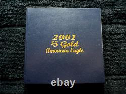 Us Mint 2001 1/10 $5 Gold American Eagle Coin Looks Bu Exemple Non Circulé