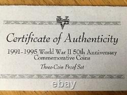 World War II 50th Anniversary Coins 90% Or, 90% Preuve D’argent, Bel Ensemble